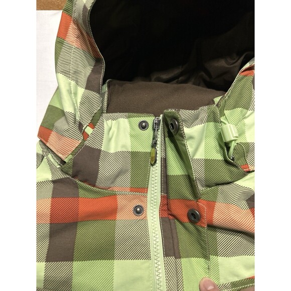 Burton Geo 3/2 Jacket Womens Medium Green Plaid Hood Waterproof Lined Snowboard - Picture 3 of 15